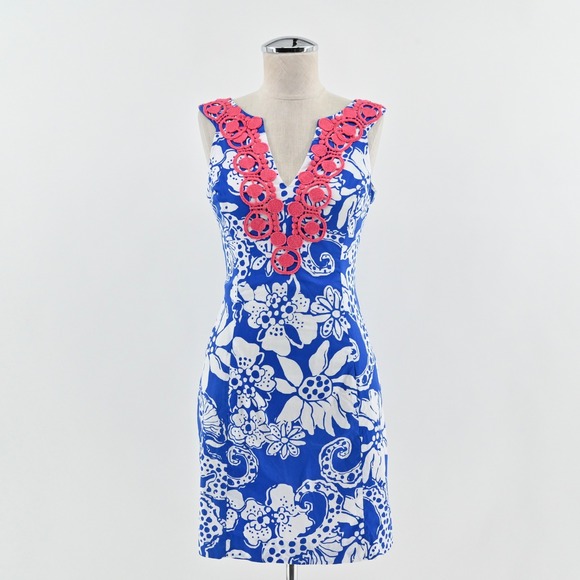Lilly Pulitzer Dresses & Skirts - Lilly Pulitzer Augusta Cotton Shift Dress Size 00 Blue Quahog Chowdah Seahorse